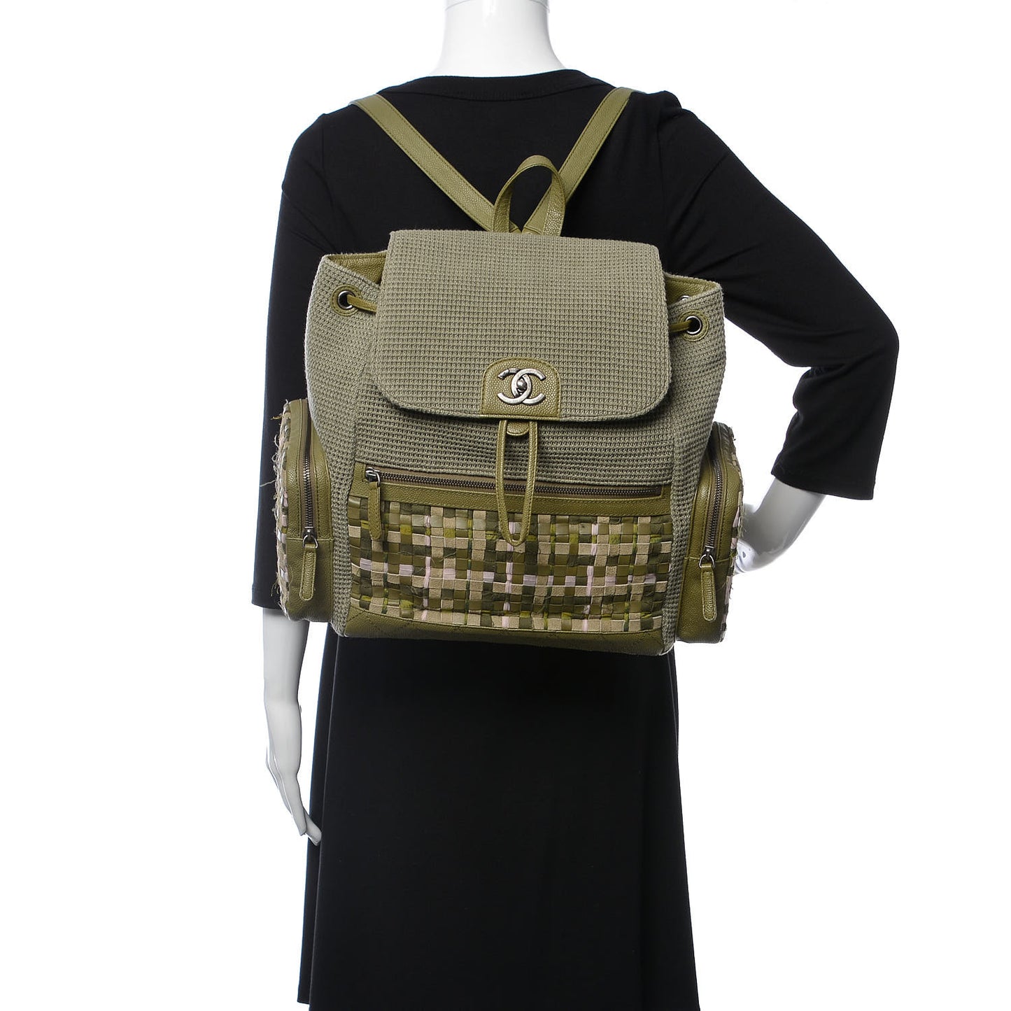 Tweed Canvas Cuba Pocket Backpack Khaki