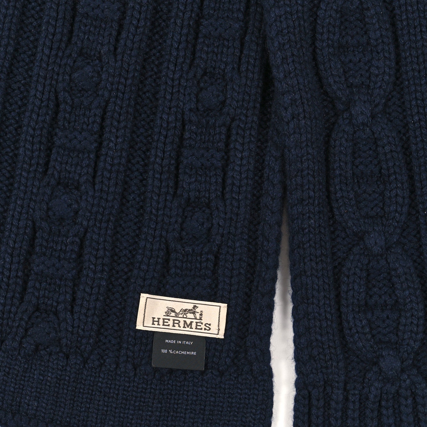 Hermes Cashmere Tri-Maillon Muffler Bleu Marine 3 of 3
