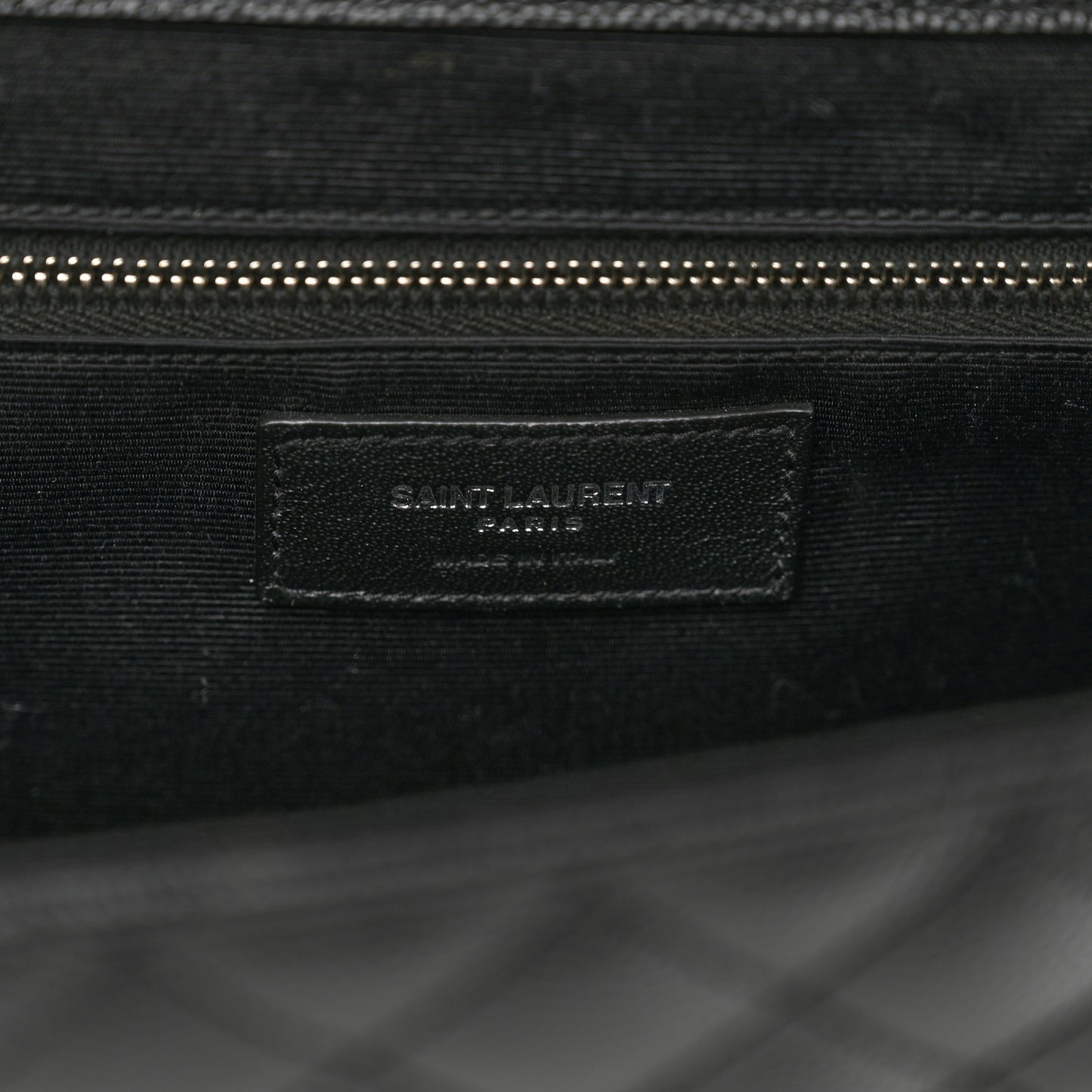 Grain De Poudre Textured Mixed Matelasse Large Triquilt Monogram Satchel Black