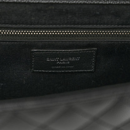 Saint Laurent Grain De Poudre Textured Mixed Matelasse Large Triquilt Monogram Satchel Black 8 of 10