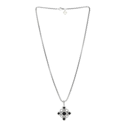 David Yurman Sterling Silver Black Onyx Diamond Renaissance Cross Pendant Necklace 2 of 4