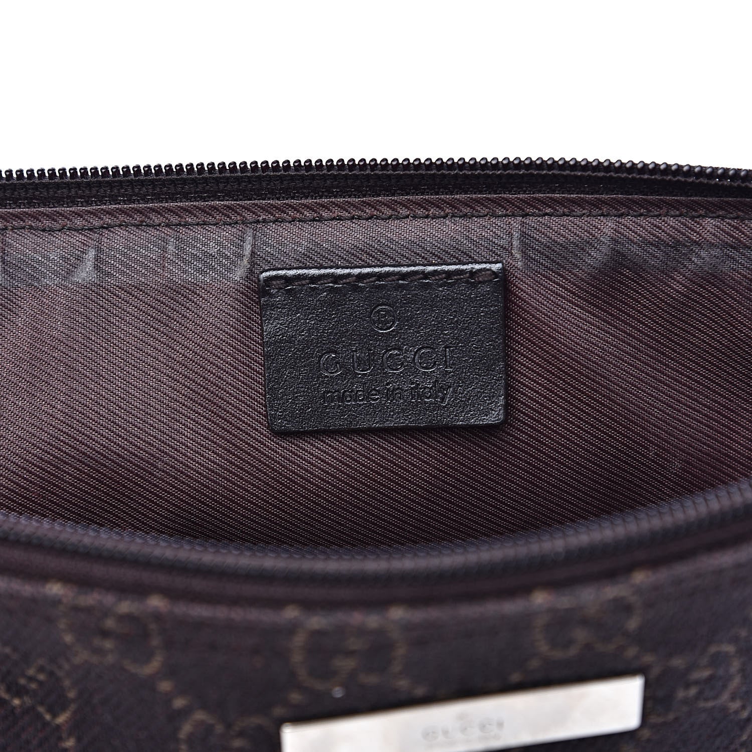 Gucci Denim Monogram Boat Pochette Dark Brown 6 of 12