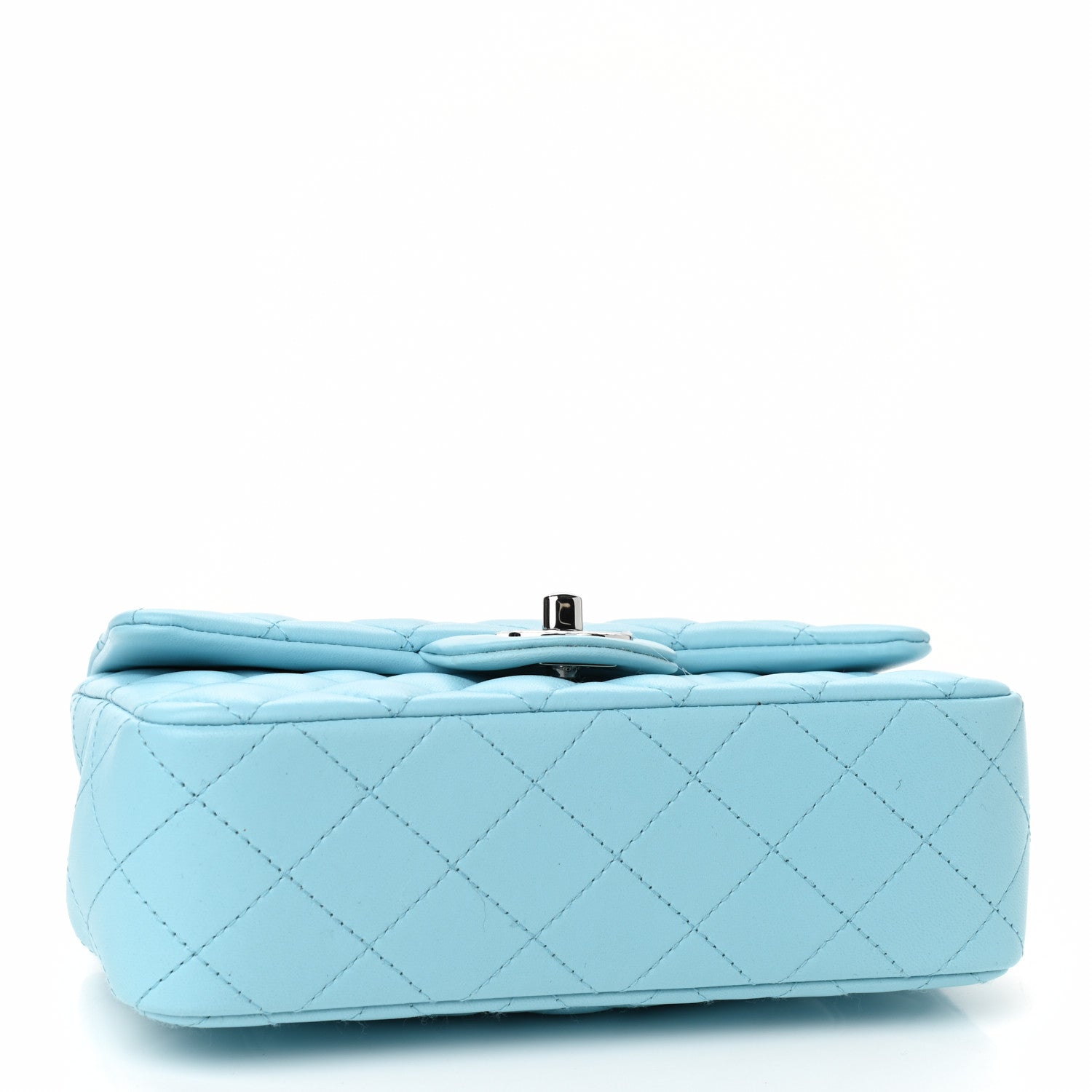 Chanel Lambskin Quilted Mini Rectangular Flap Neon Blue 4 of 9