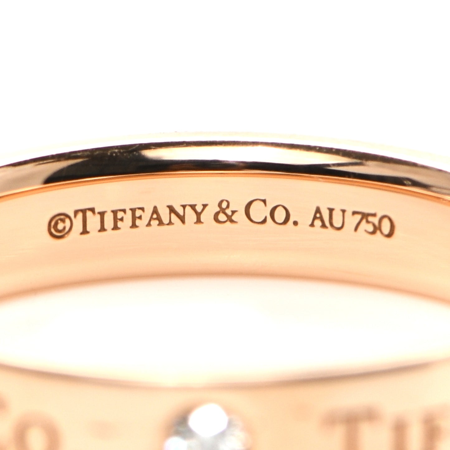 18K Rose Gold Diamond 4mm Logo Band Ring 55 7.25