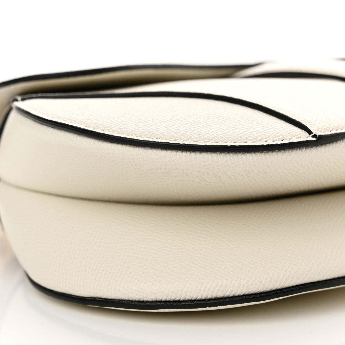 Grained Calfskin Saddle Bag With Strap Latte