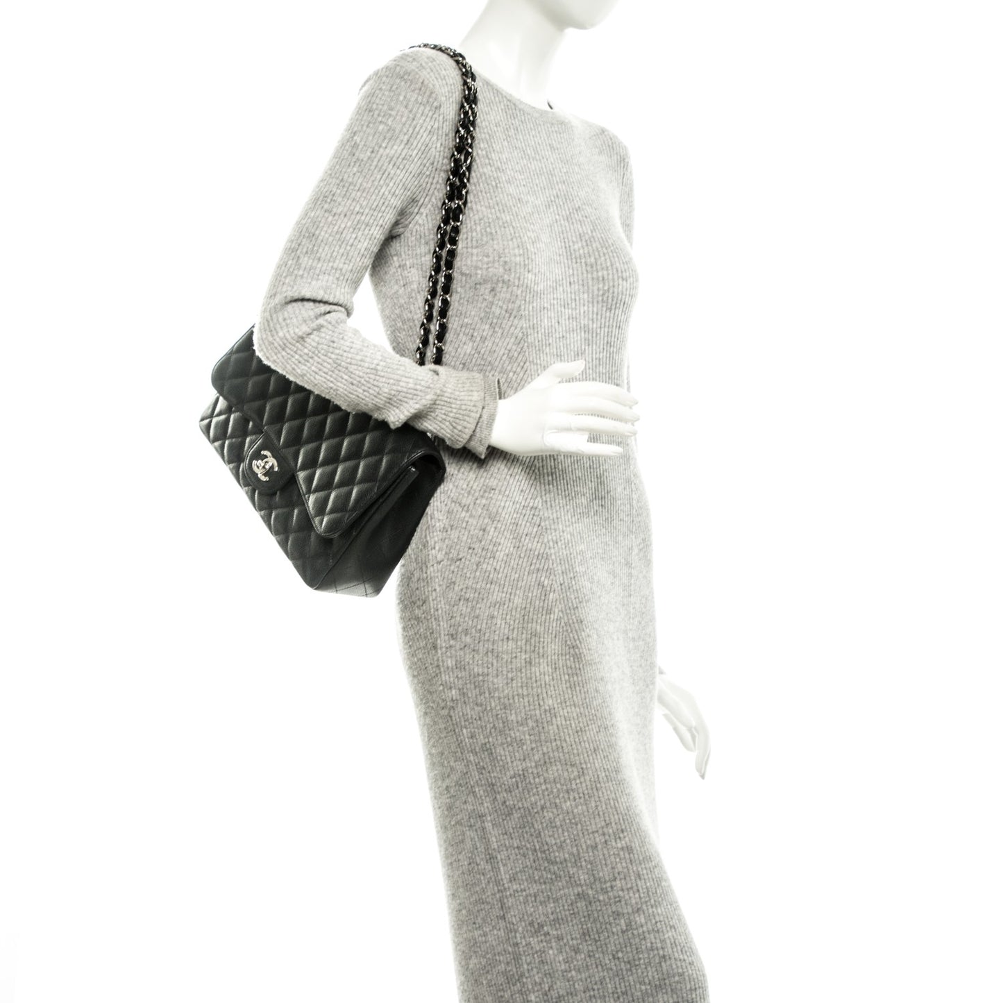 Caviar Quilted Jumbo Single Flap Black