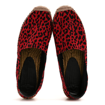Saint Laurent Canvas Leopard Print Espadrilles 38 Red Black 2 of 10