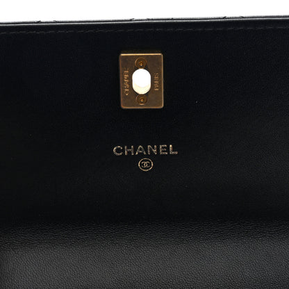 Chanel Lambskin Quilted Mini Sweet Camellia Wallet on Chain WOC Black 6 of 10