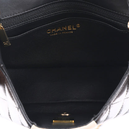 Chanel Lambskin Quilted Mini Rectangular Flap White Black 5 of 10