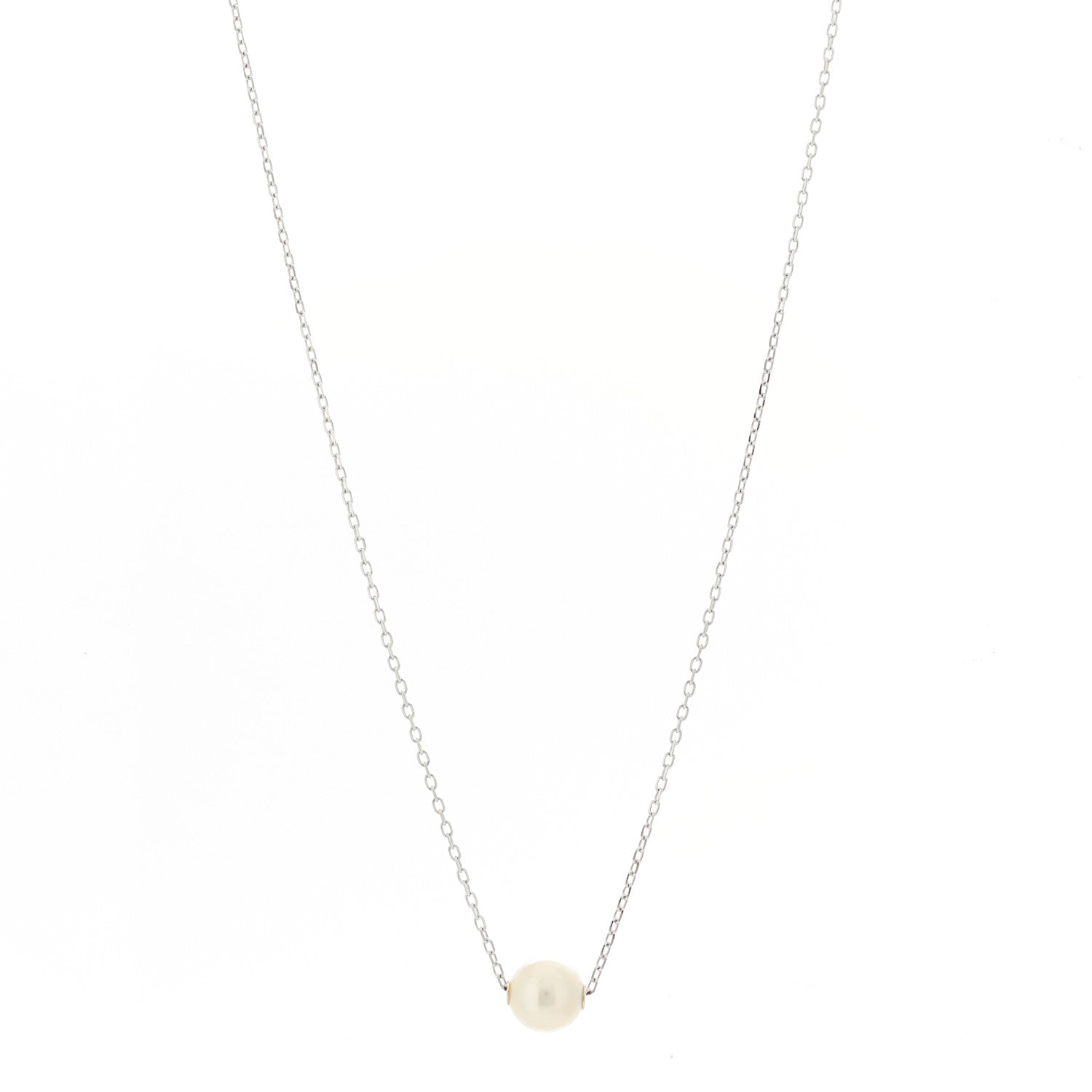 Mikimoto 18K White Gold Akoya Pearl 8mm Single Pendant Necklace 1 of 6