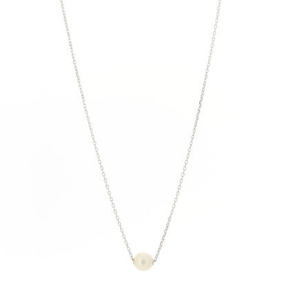 Mikimoto 18K White Gold Akoya Pearl 8mm Single Pendant Necklace 1 of 6