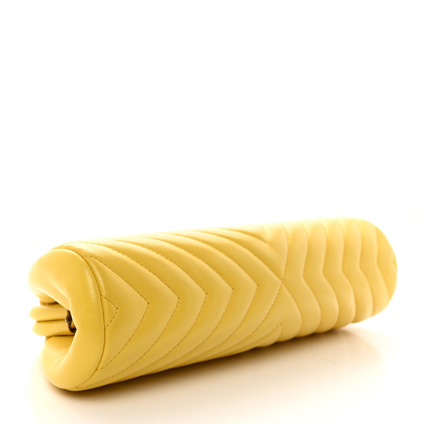 Lambskin Chevron Quilted Timeless Clutch Yellow