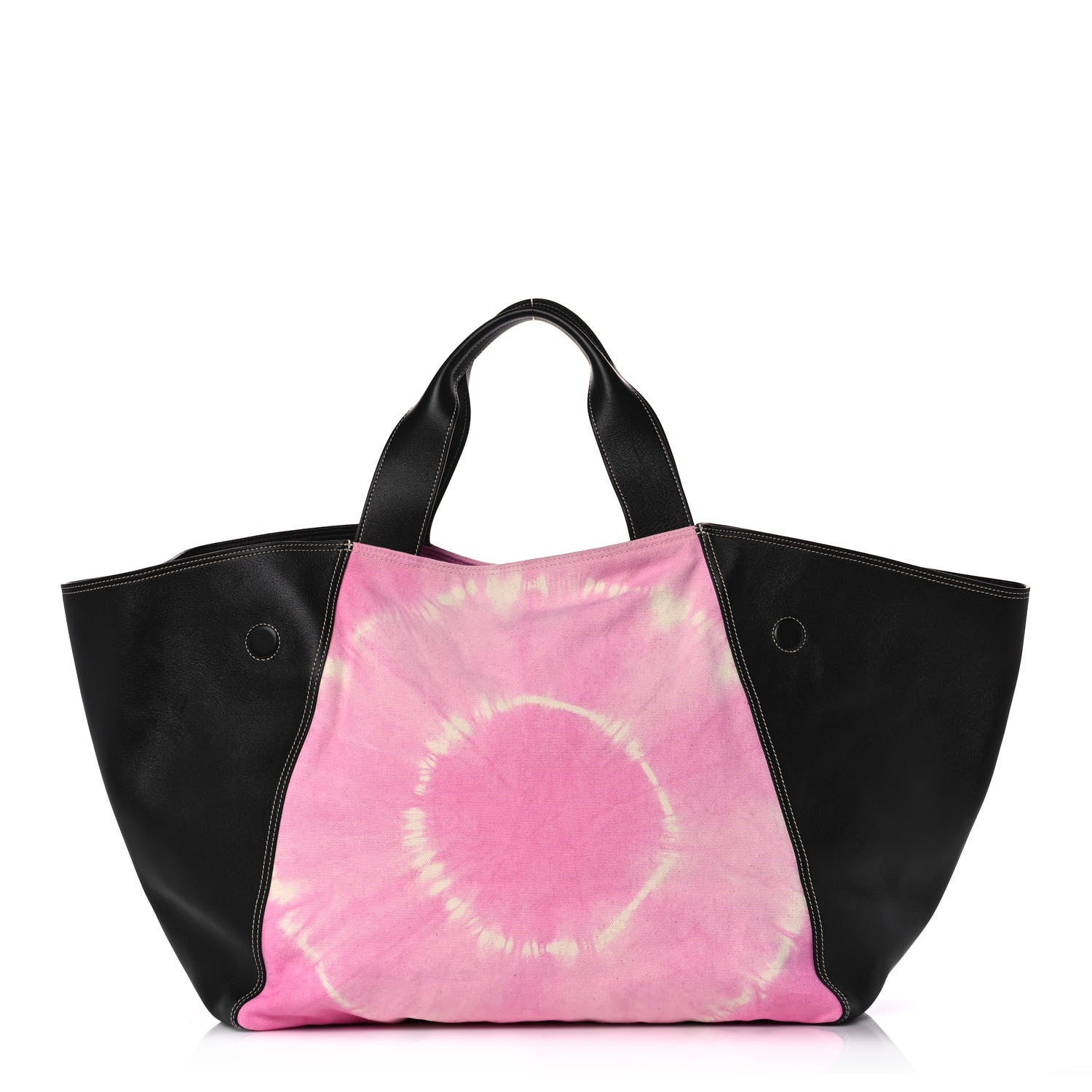 Celine Canvas Smooth Calfskin Frame Tote Black Pink White 3 of 17