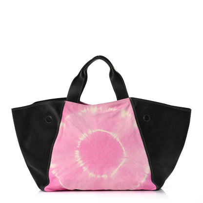 Celine Canvas Smooth Calfskin Frame Tote Black Pink White 3 of 17