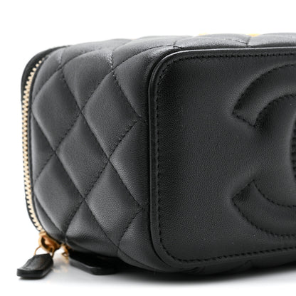 Chanel Lambskin Quilted Small Heart Vanity Case With Chain Black 9 of 11