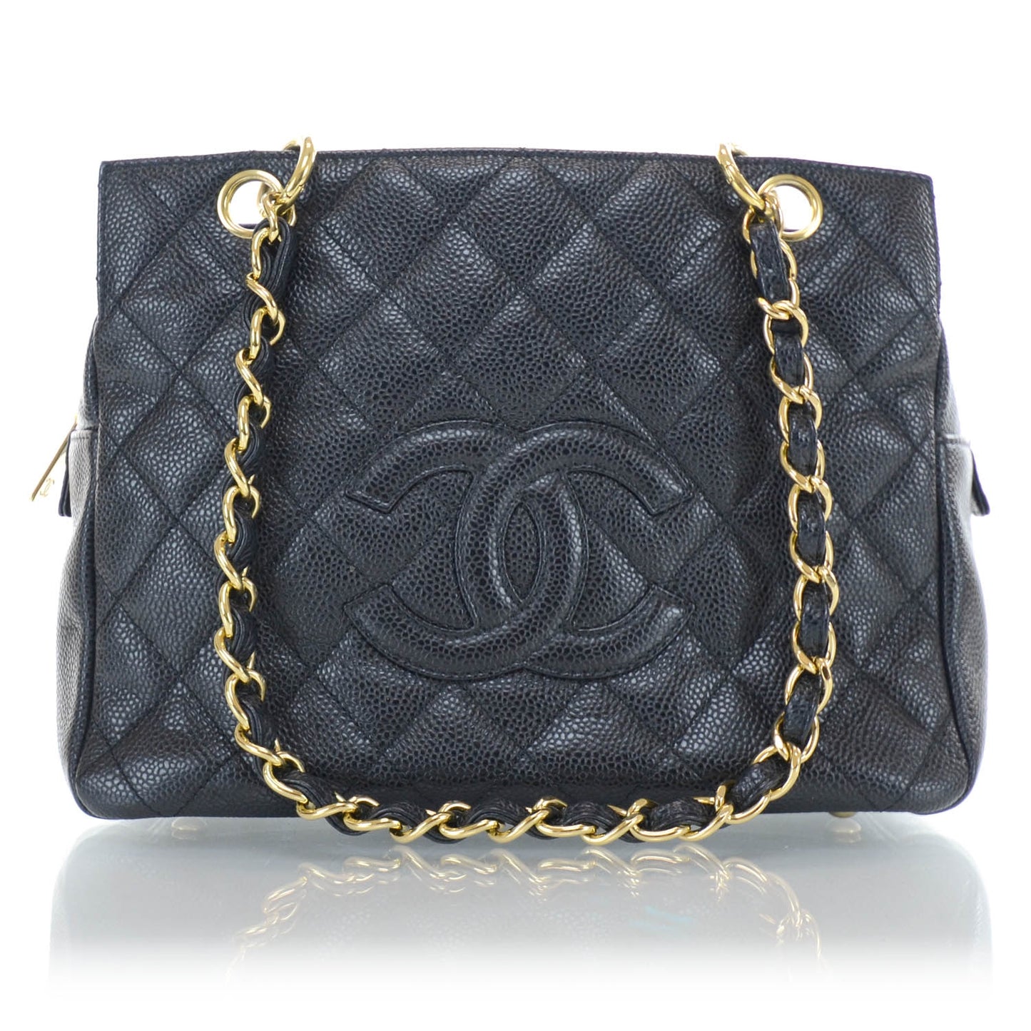 Caviar Quilted Petit Timeless Tote PTT Black
