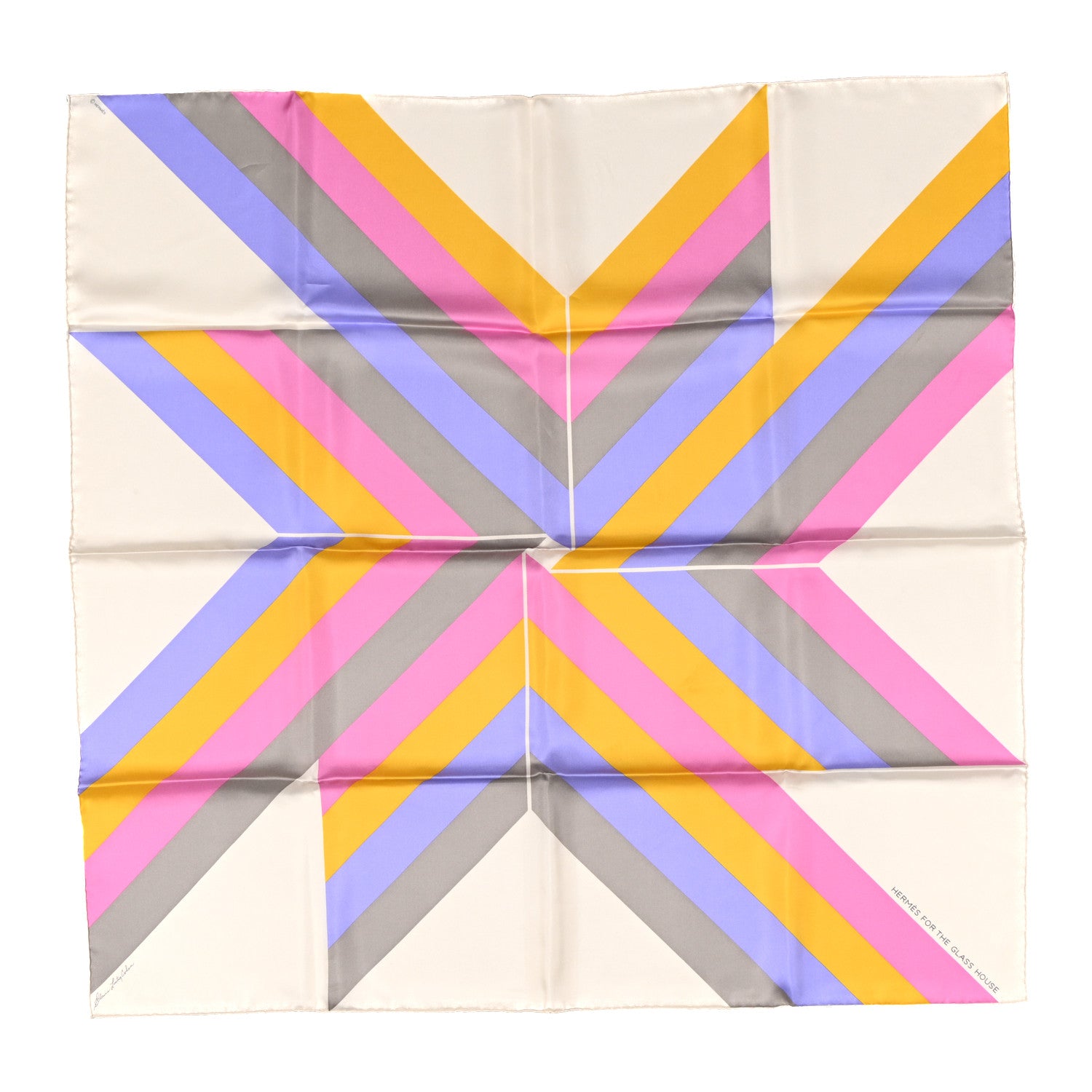 Hermes Silk Centered Rhyme de Elaine Lustig Cohen Scarf 90 Creme Jaune Rose 1 of 4