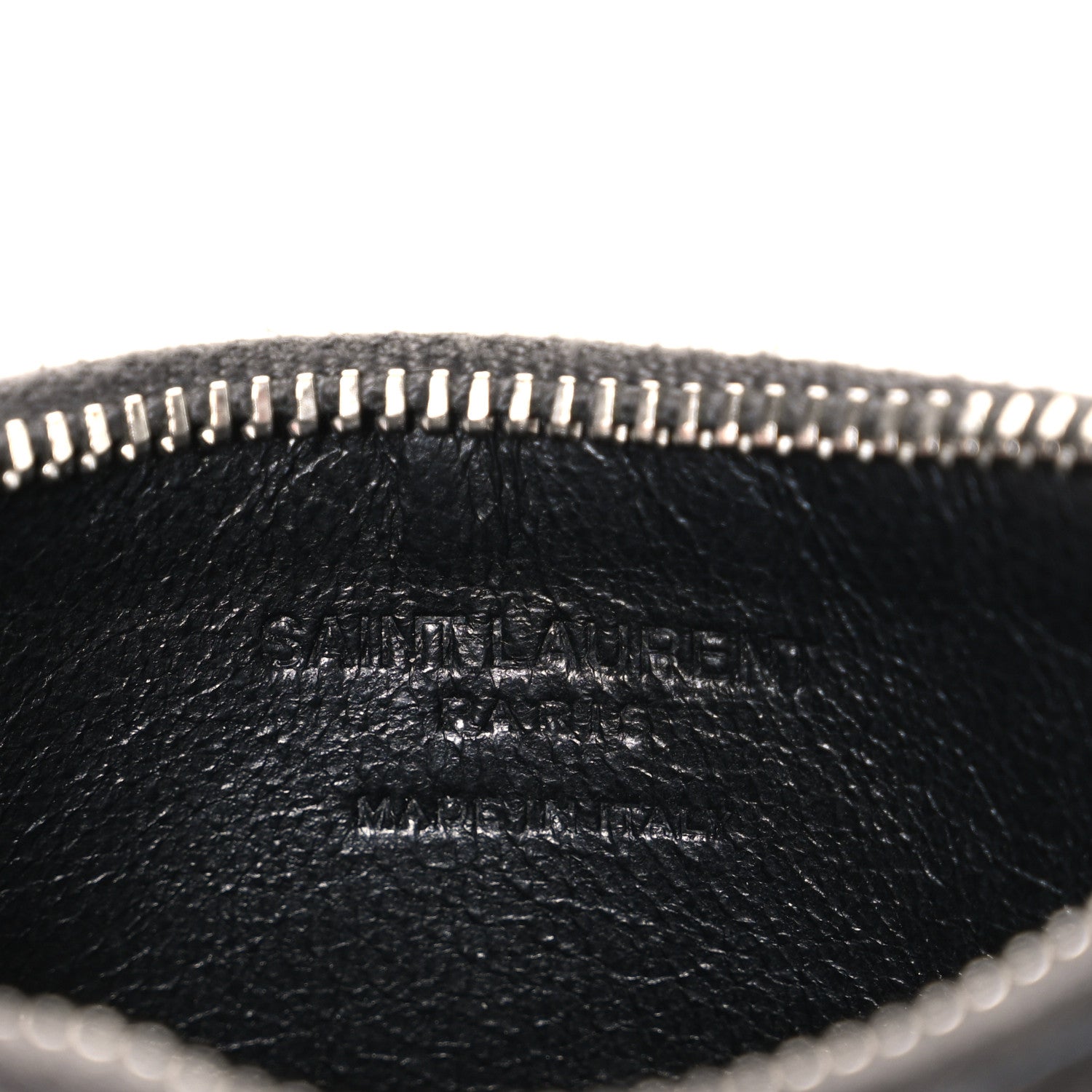 Saint Laurent Calfskin Crocodile Embossed 5 Fragments Zip Pouch Card Holder Coal 6 of 9