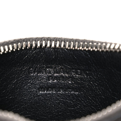 Saint Laurent Calfskin Crocodile Embossed 5 Fragments Zip Pouch Card Holder Coal 6 of 9