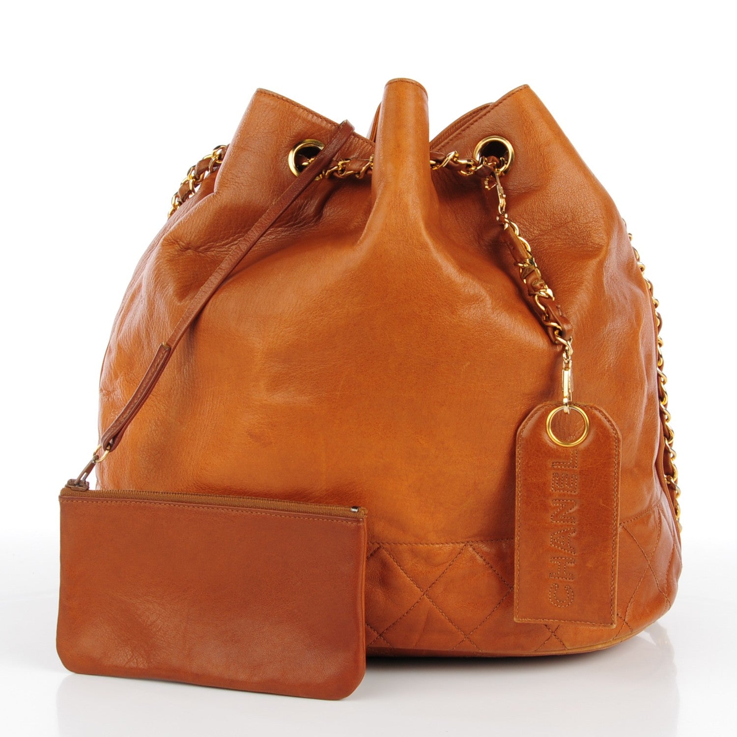 Chanel Lambskin Drawstring Shoulder Bag Tan 3 of 10