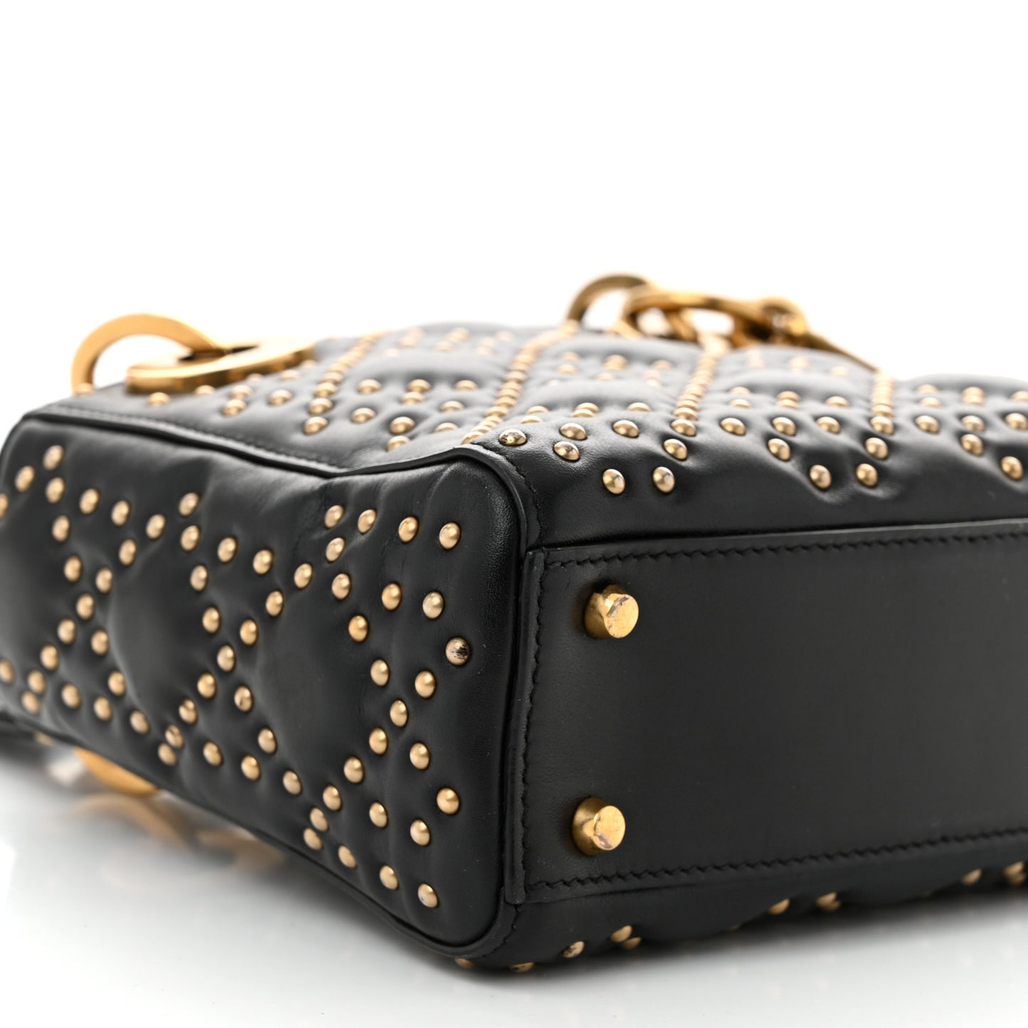 Lambskin Studded Mini Supple Lady Dior Black