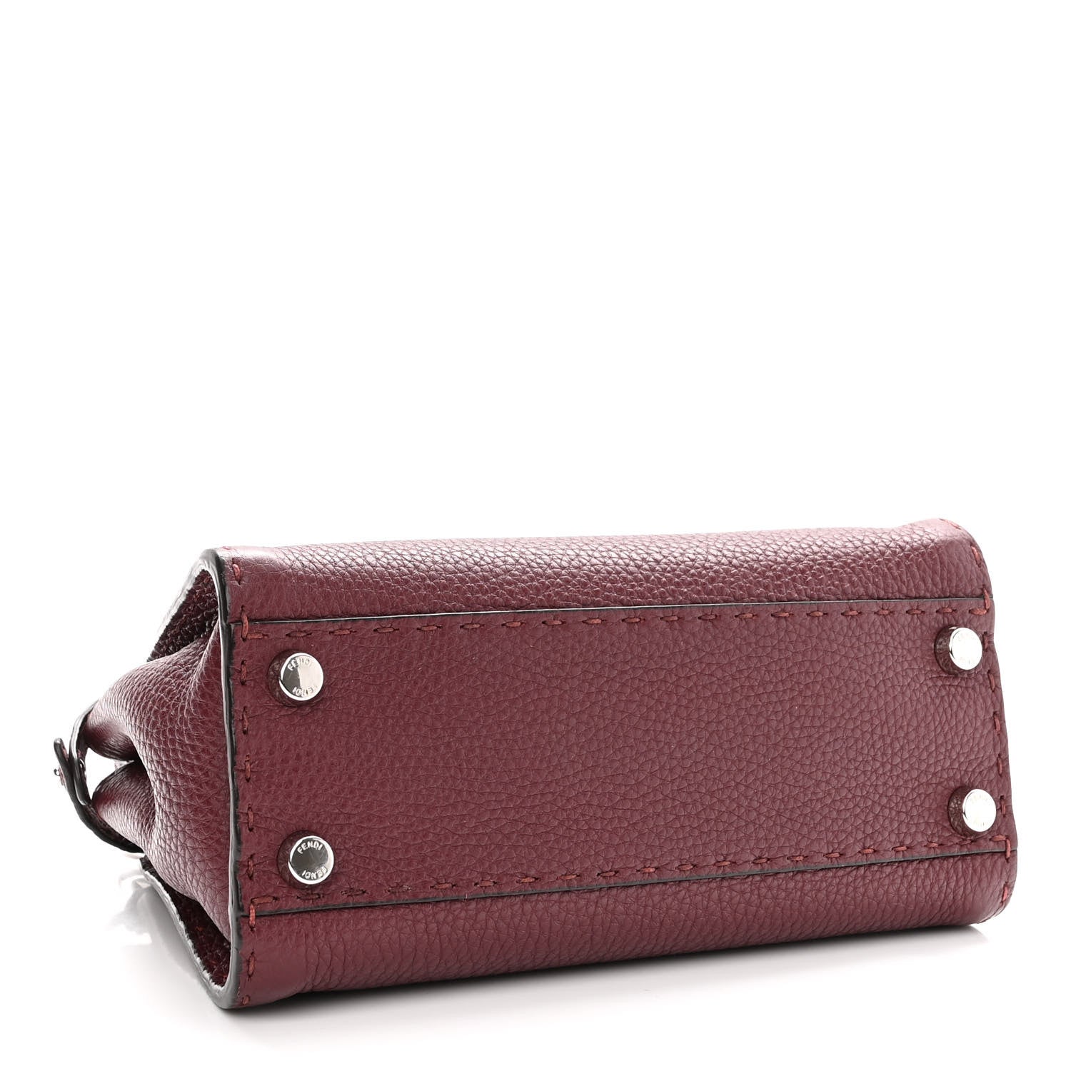 Fendi Cuoio Romano Selleria Bi-Color Mini Peekaboo Iconic Satchel Bordeaux Grigio Polvere 4 of 9