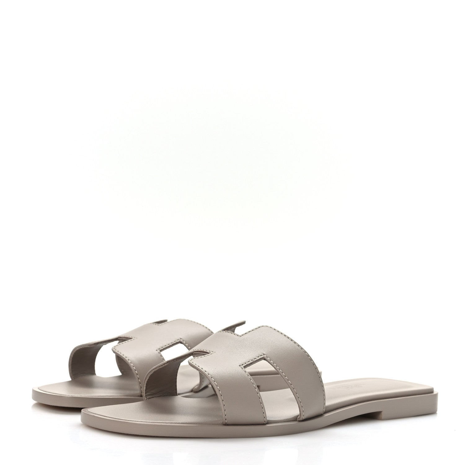 Hermes Box Calfskin Oran Sandals 35.5 Beige Mastic 3 of 9