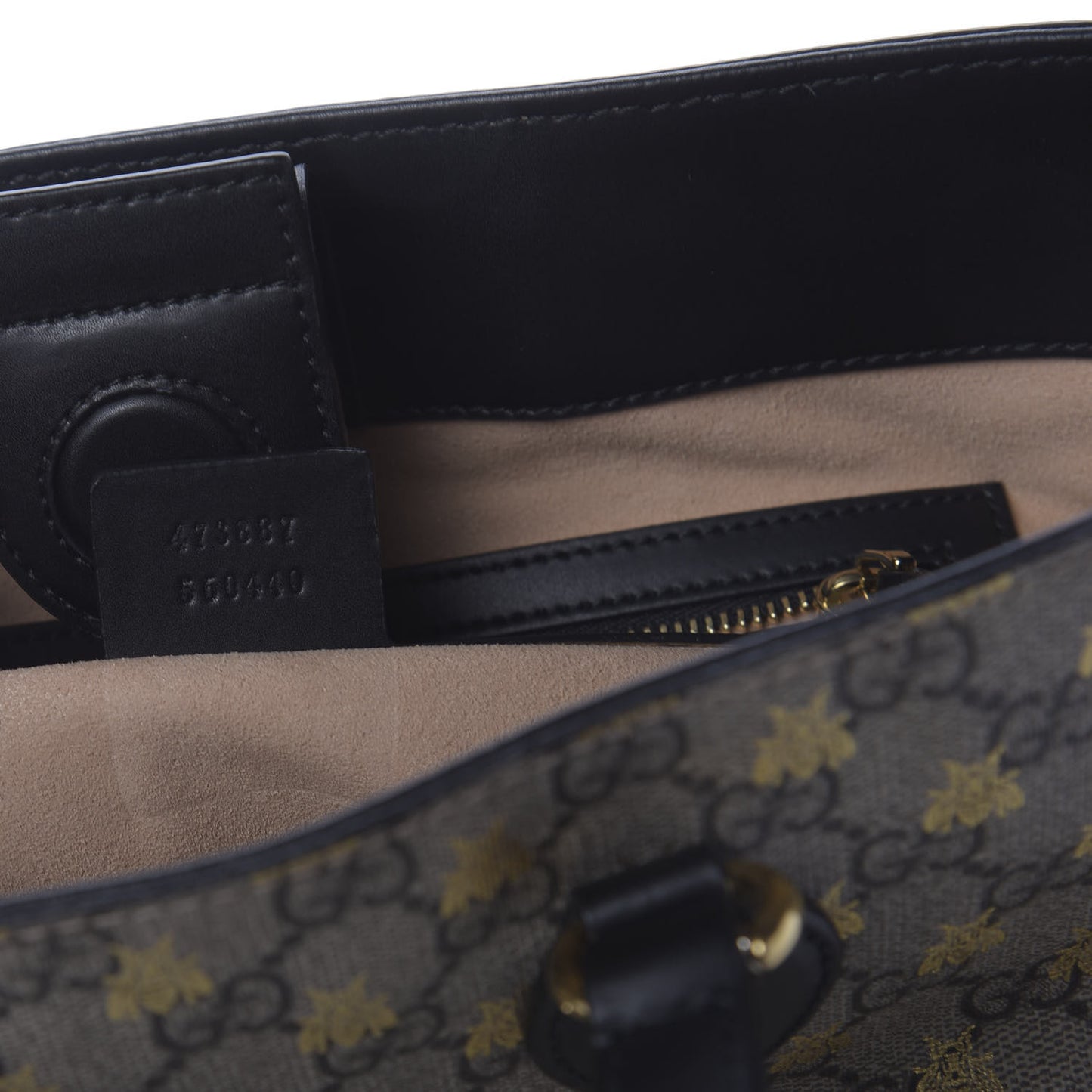 Soft GG Supreme Monogram Bees Small Crossbody Tote Beige Oro Black