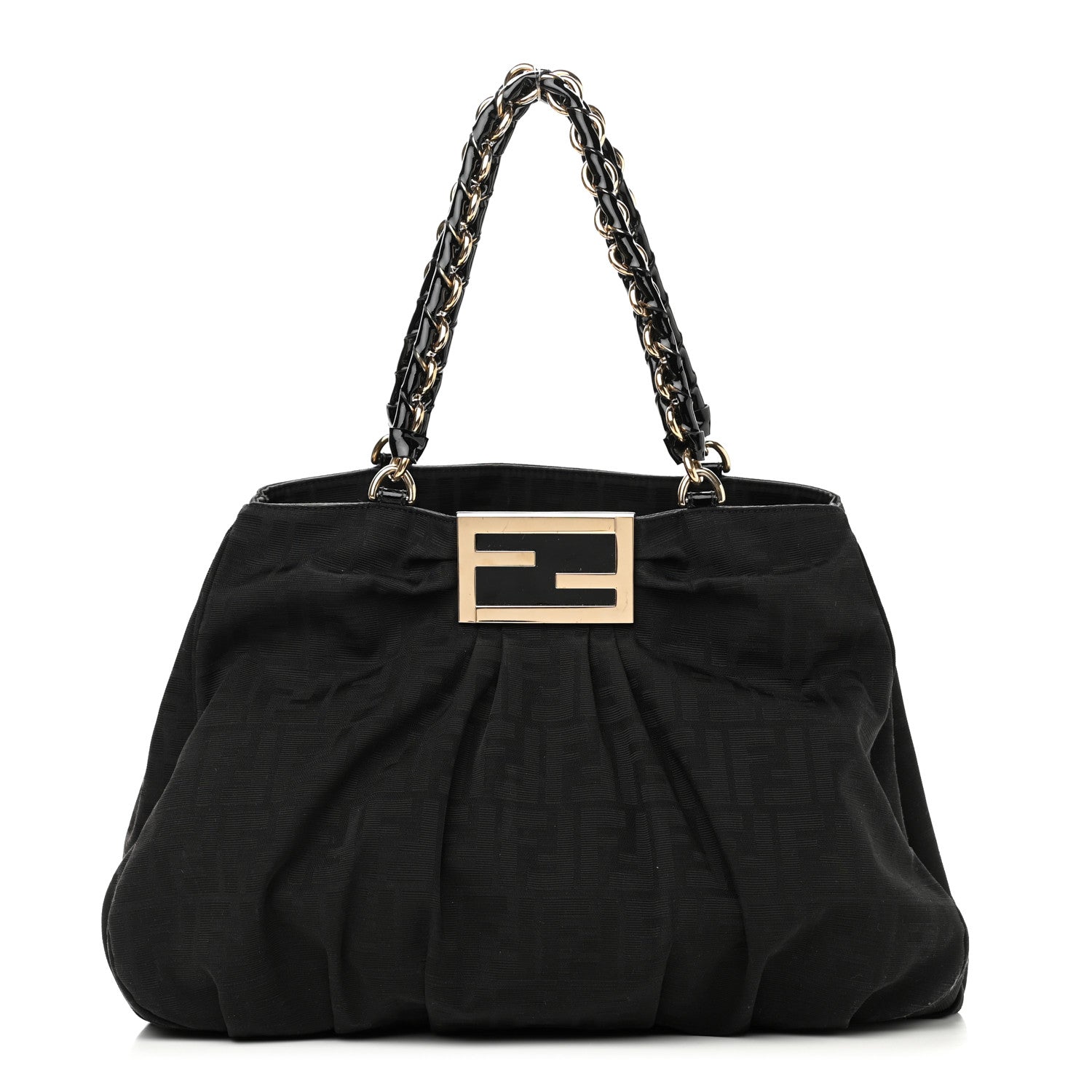 Fendi Zucca Enamel Mia Tote Black 1 of 14