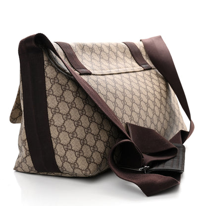 Gucci GG Plus Monogram Double Buckle Flap Messenger Bag Beige Ebony 3 of 11