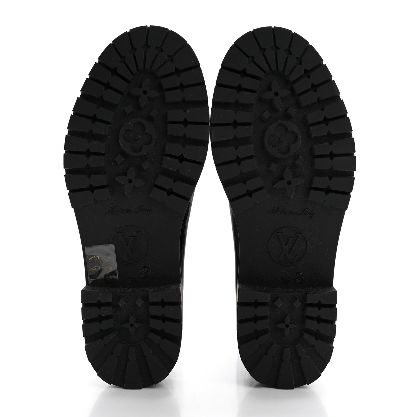 Rubber Embossed Monogram Drops Flat Half Boots 36 Black