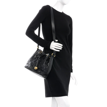 Chanel Lambskin Quilted Drawstring Shoulder Bag Black 2 of 11