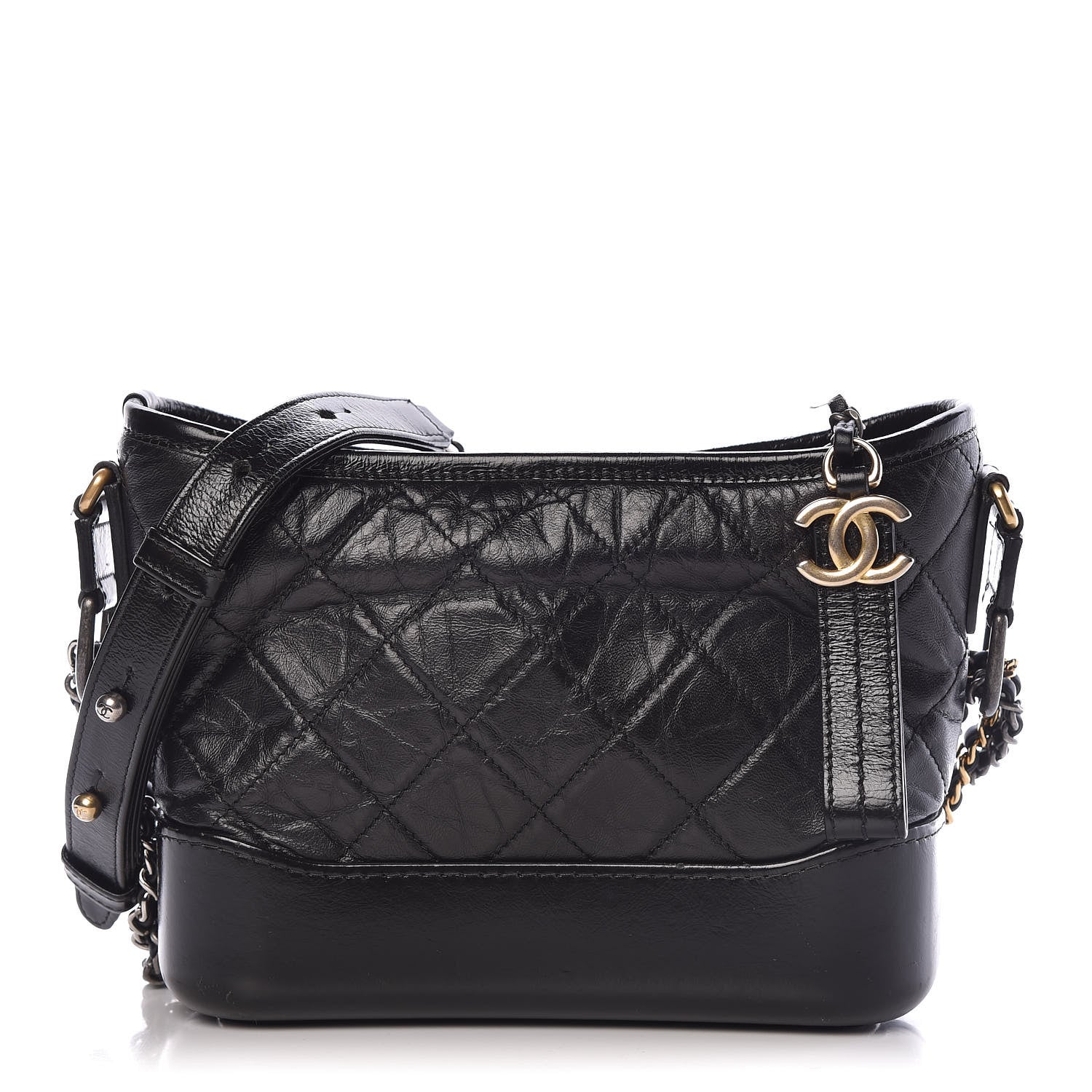 Chanel Aged Calfskin Quilted Small Gabrielle Hobo Black 1 of 14