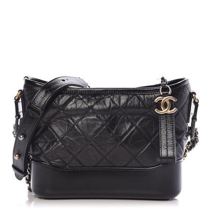 Chanel Aged Calfskin Quilted Small Gabrielle Hobo Black 1 of 14
