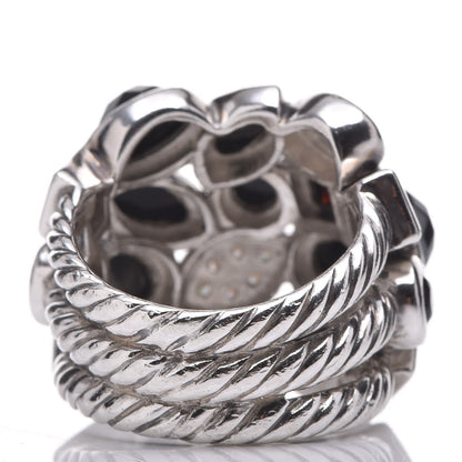 David Yurman Sterling Silver Diamond Onyx Hematite Confetti 4 Row Ring 48 4.5 4 of 5