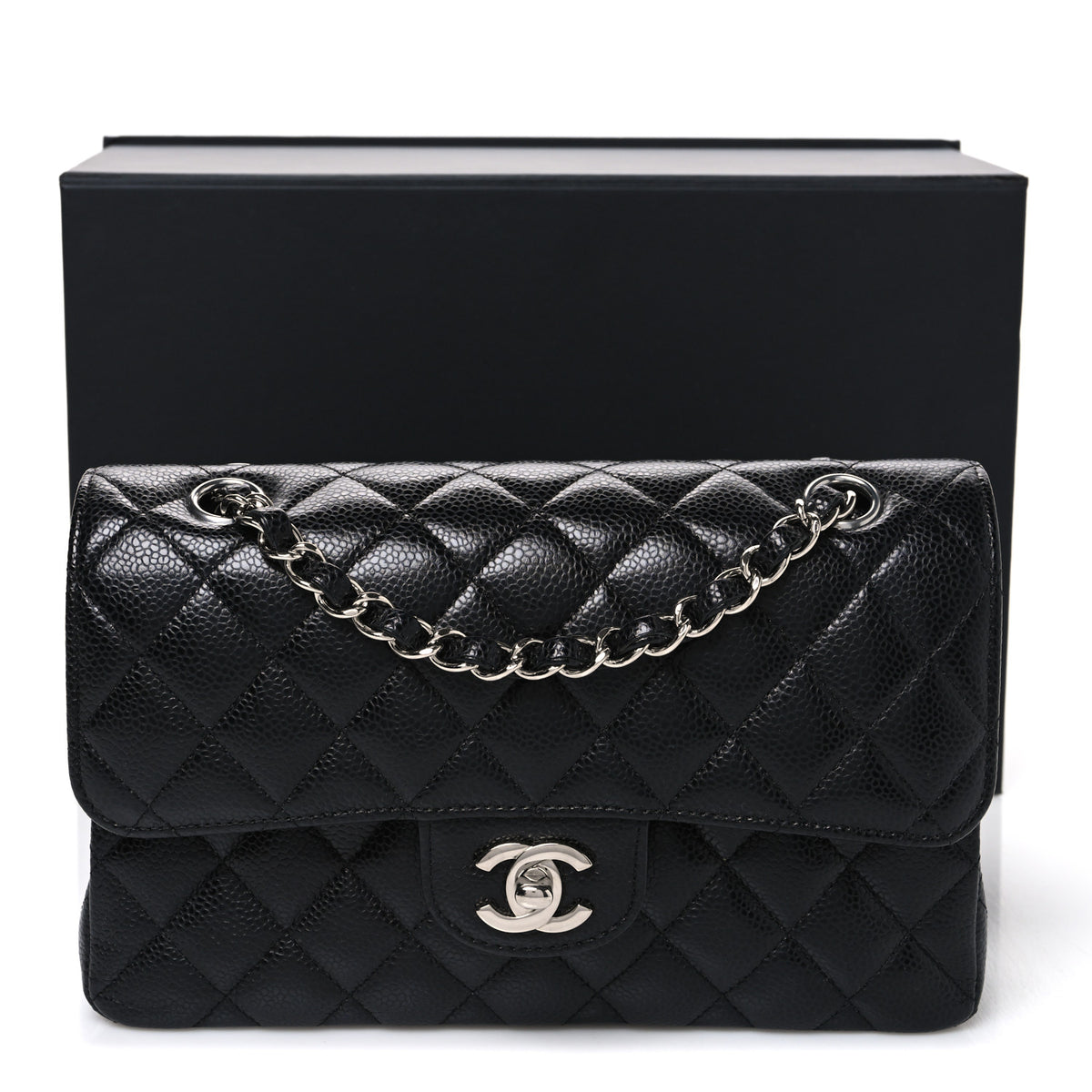Caviar Quilted Small Double Flap Black