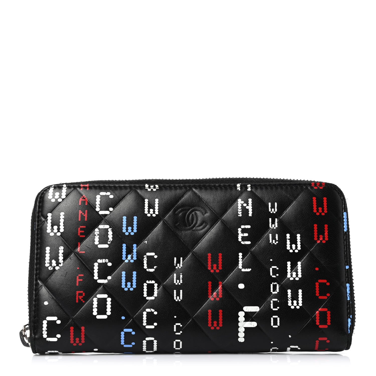 Chanel Lambskin Quilted Data Center Zip Around Wallet Black 1 of 4