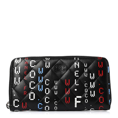Chanel Lambskin Quilted Data Center Zip Around Wallet Black 1 of 4
