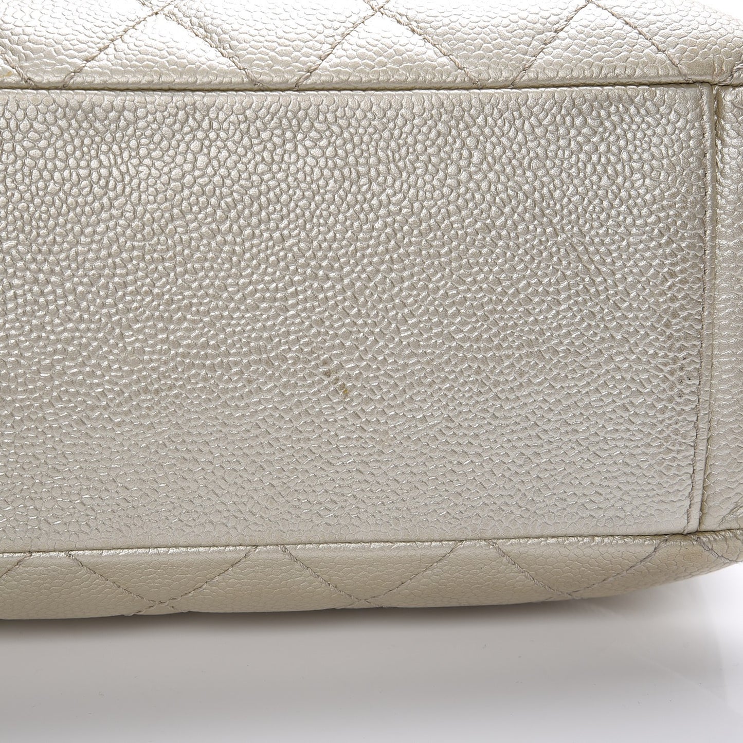 Caviar Quilted Petit Shopping Tote PST Pearl