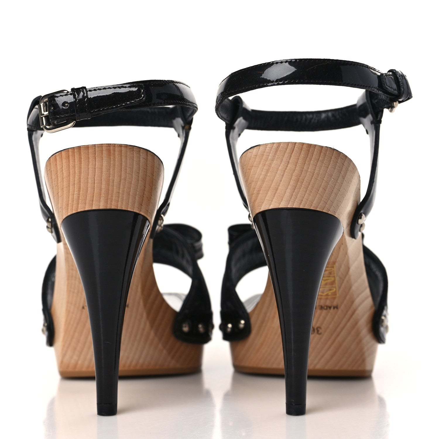 Louis Vuitton Monogram Idylle Patent Bow Wooden Sandals 36 Fusain 5 of 9