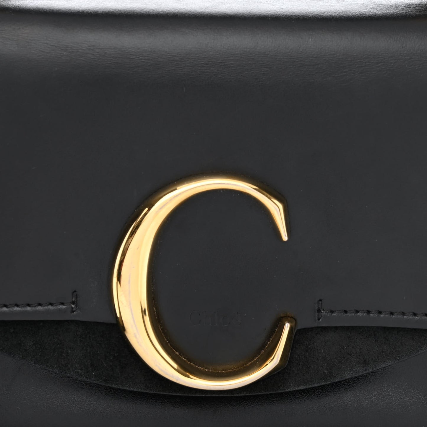 Shiny Calfskin Suede Mini C Double Carry Black