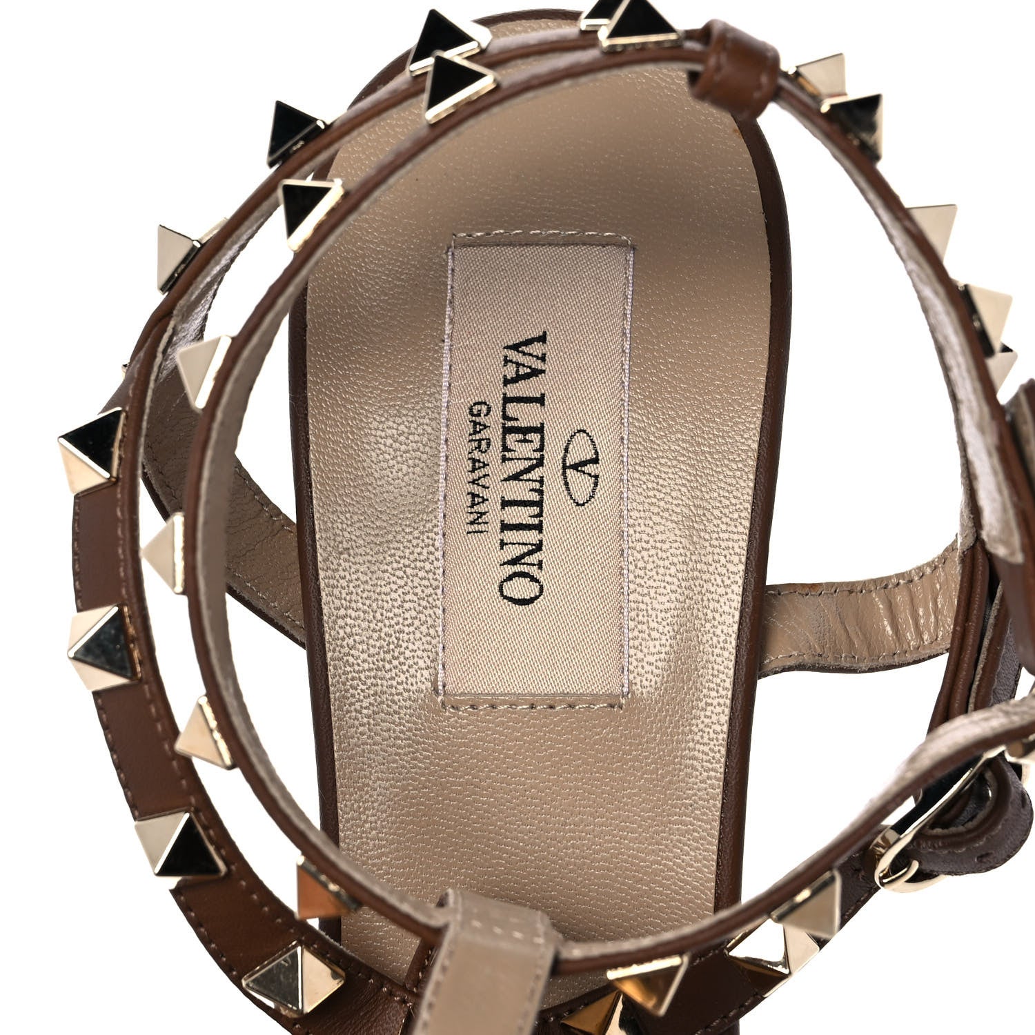 Valentino Garavani Pebbled Calfskin Rockstud Ankle Strap 65mm Pumps 38.5 Cuoio 7 of 8