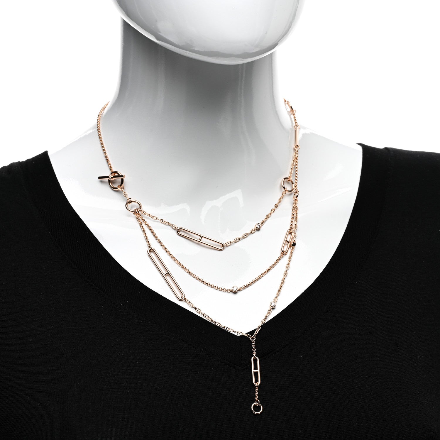 Hermes 18K Rose Gold Diamond Chaine d'Ancre Chaos Necklace 2 of 5