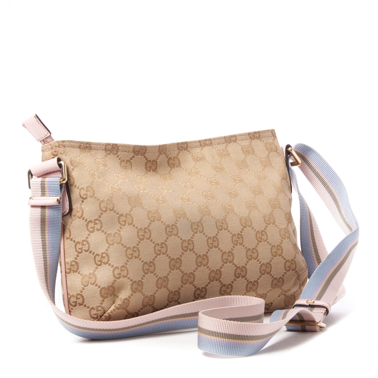 Monogram Web Small Flat Messenger Crossbody Pink Blue