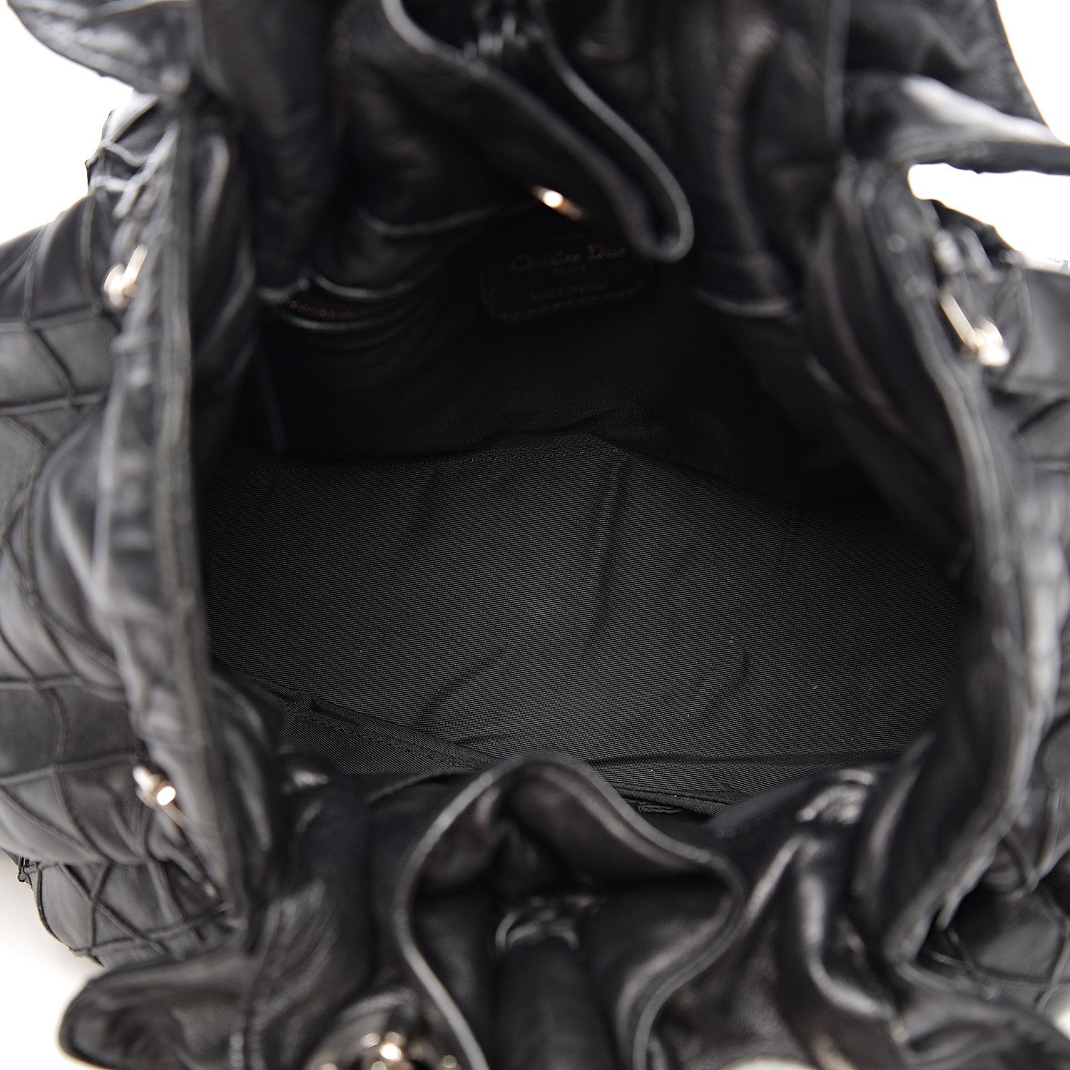 Christian Dior Lambskin Cannage Drawstring Bag Black 4 of 11