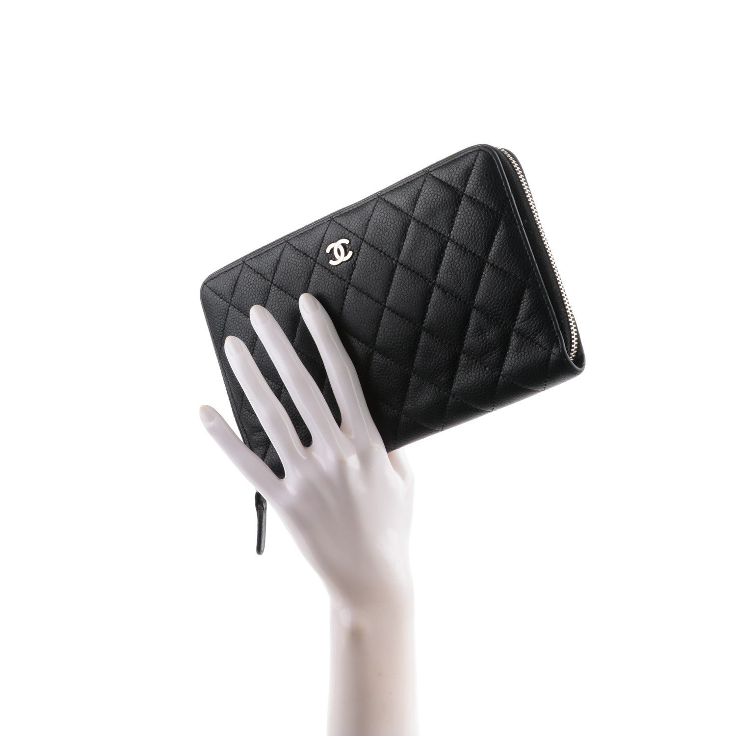 Chanel Caviar Quilted Large Zip Around Organizer Wallet Black 2 of 9