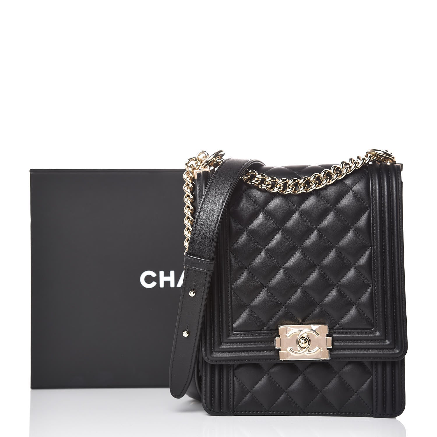 Chanel Calfskin Quilted North South Boy Flap Black 8 of 8