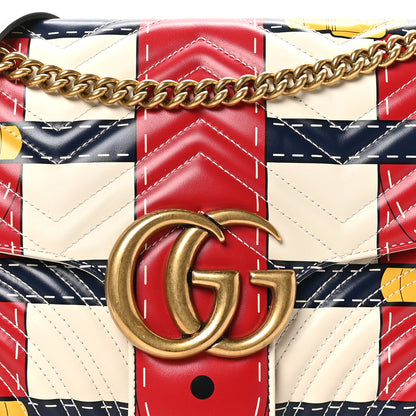 Gucci Calfskin Matelasse Trompe L'Oeil Print Medium GG Marmont Shoulder Bag Mystic White Hibiscus Red Marine Giallo 8 of 11