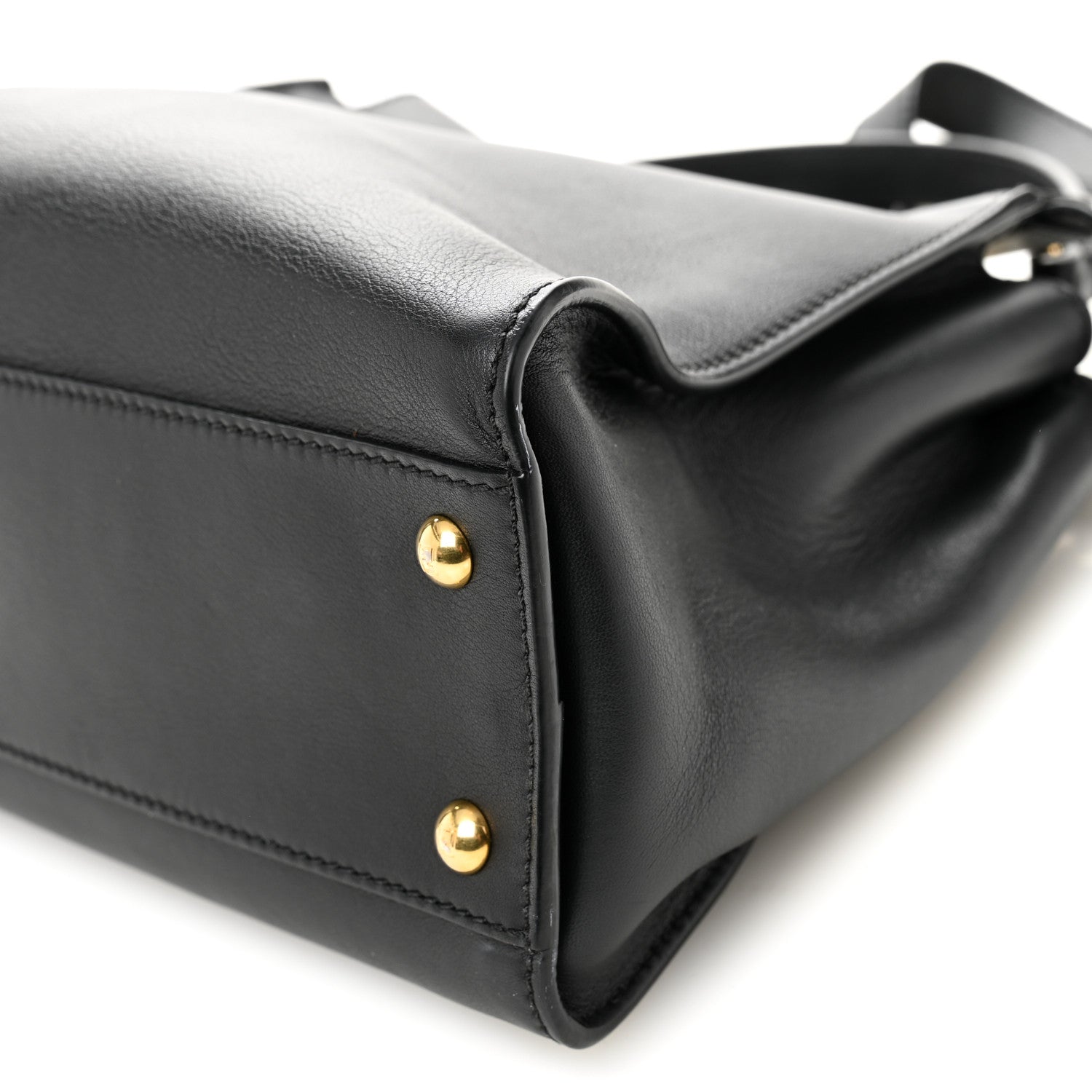 Fendi Vitello Seta Shiny Nappa Medium Peekaboo Iconic Satchel Black 10 of 10