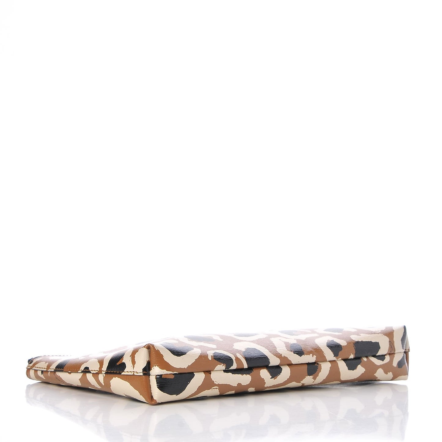 Calfskin Leopard Printed Large Pouch Tobacco